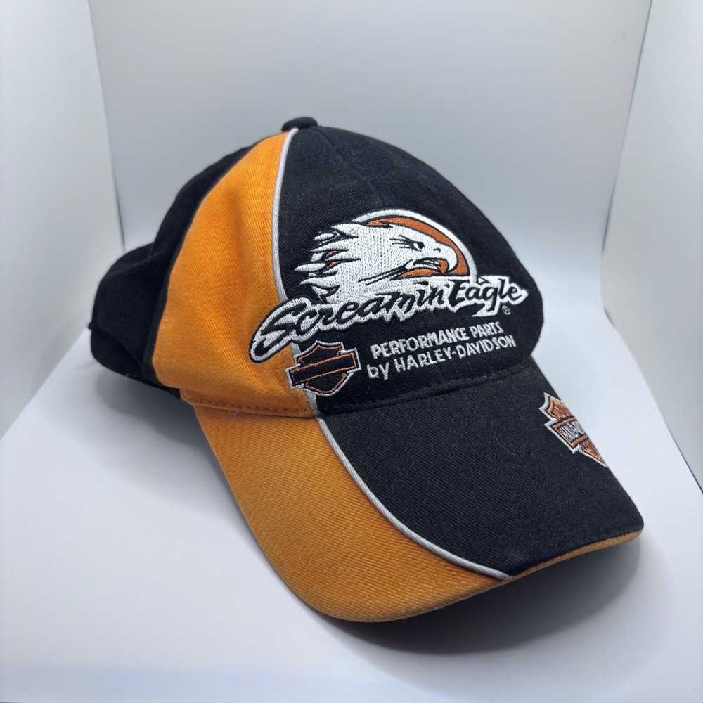 Harley Davidson Screamin Eagle Performance Parts Hat NHRA Black Orange Cap R1